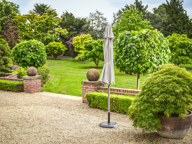 3m Deluxe Round Aluminium Grey Parasol with 25kg Base