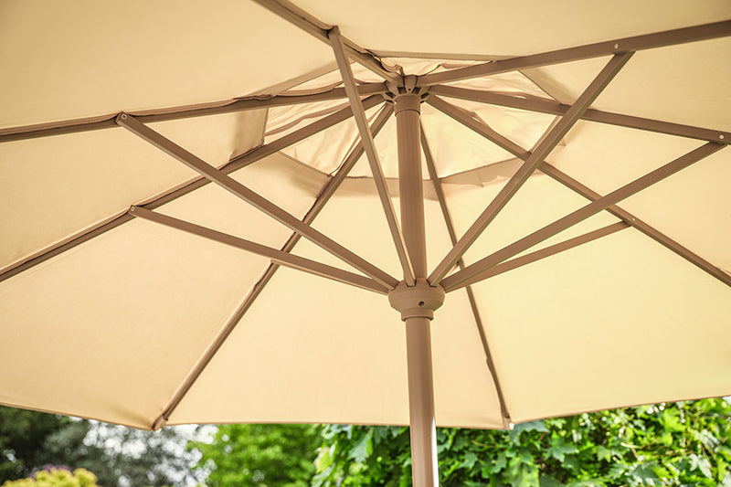 3m Deluxe Round Aluminium Almond Parasol with 25kg Base