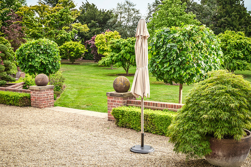 3m Deluxe Round Aluminium Almond Parasol with 25kg Base