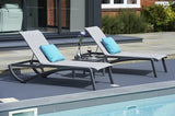 2 Paris Volcano/Grey Sun Loungers with 50cm Side Table
