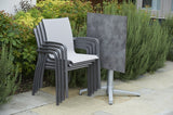 80cm Paris Silver/Cloud Square Folding Table with 2 Paris Volcano/Grey Stacking Armchairs