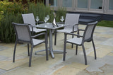 80cm Paris Silver/Cloud Square Folding Table with 4 Paris Volcano/Grey Stacking Armchairs