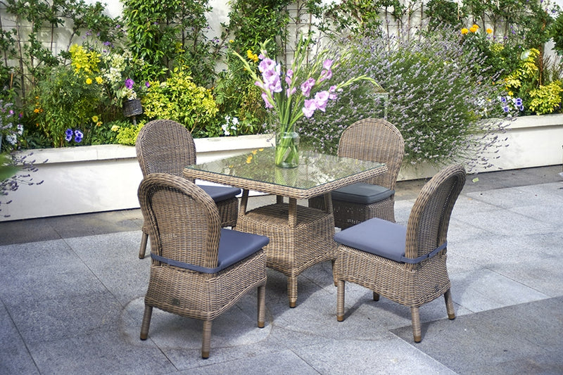 90cm Kensington Square Dining Table with 4 Dining Chairs