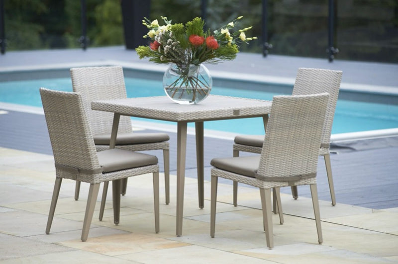 90cm Hampstead Stone Square Dining Table with 4 Dining Chairs