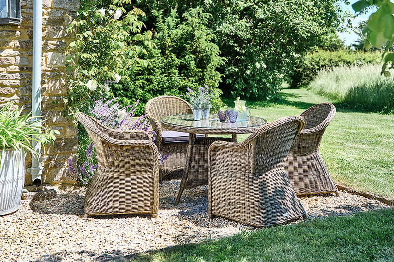 100cm Mayfair Round Dining Table with 4 Dining Armchairs