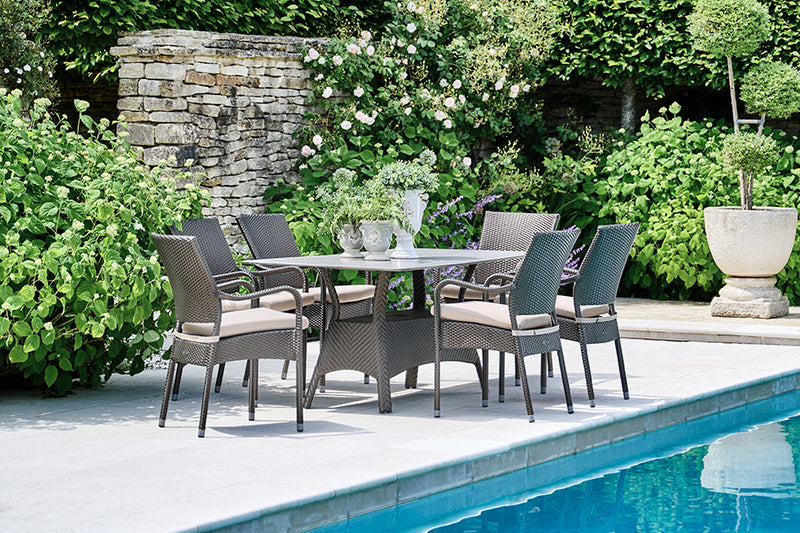 160cm Windsor Bronze Rectangular Dining Table with 6 Stacking Armchairs