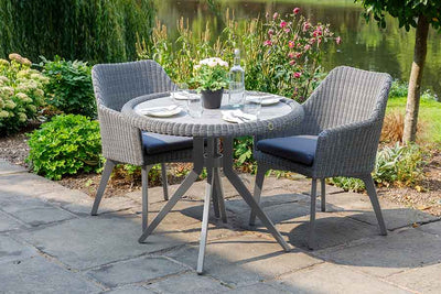 90cm Cliveden Round Dining Table with 2 Dining Armchairs