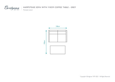 Hampstead Grey 2 Seater Sofa with Rectangular Coffee Table