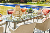 CLEARANCE | 180cm Henley Glass & Aluminium Oval Dining Table
