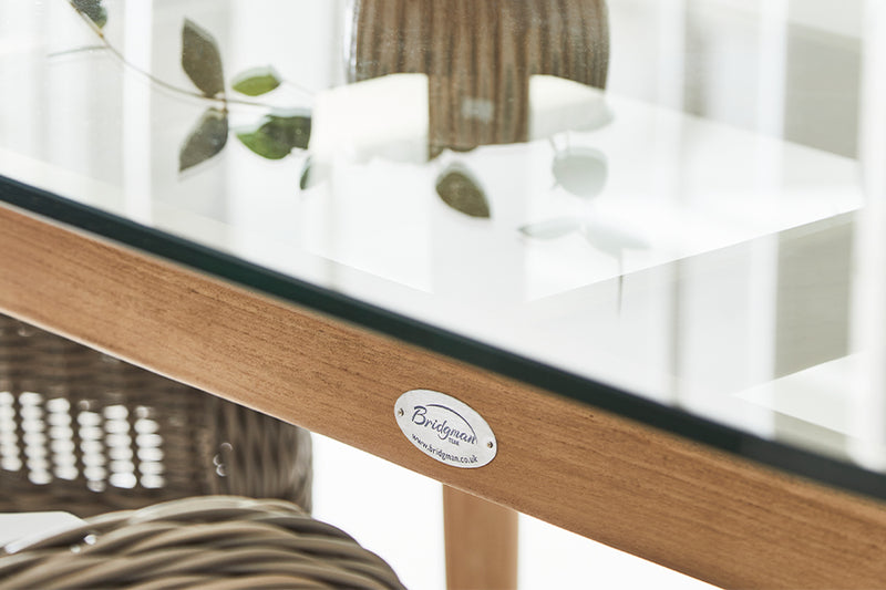 180cm Henley Glass & Teak Oval Dining Table