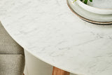 100cm Henley Porcelain Marble & Teak Round Dining Table