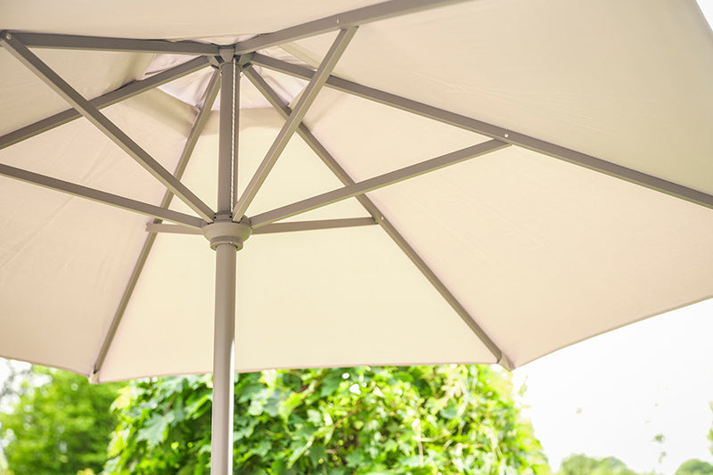 2.5m Deluxe Round Aluminium Almond Parasol with 25kg Concrete Base