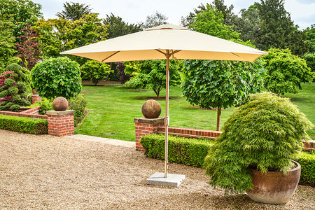 3.2m x 2.1m Deluxe Rectangular Aluminium Almond Parasol with 65kg Granite Base