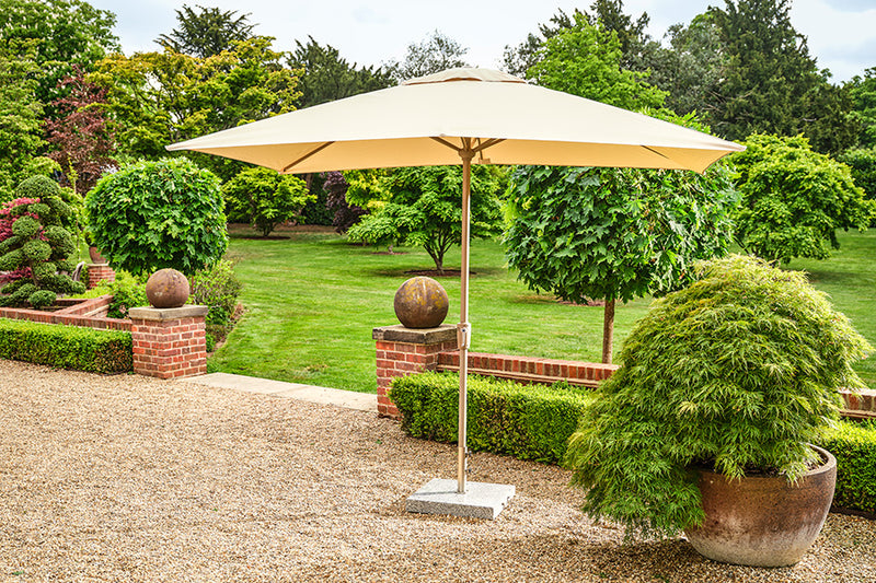 3.2m x 2.1m Deluxe Rectangular Aluminium Almond Parasol with 65kg Granite Base