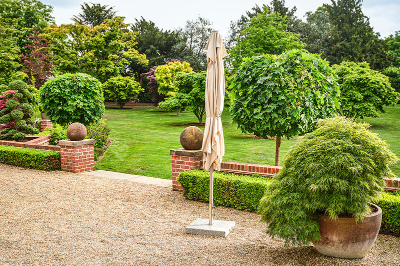 3.2m x 2.1m Deluxe Rectangular Aluminium Almond Parasol with 65kg Granite Base