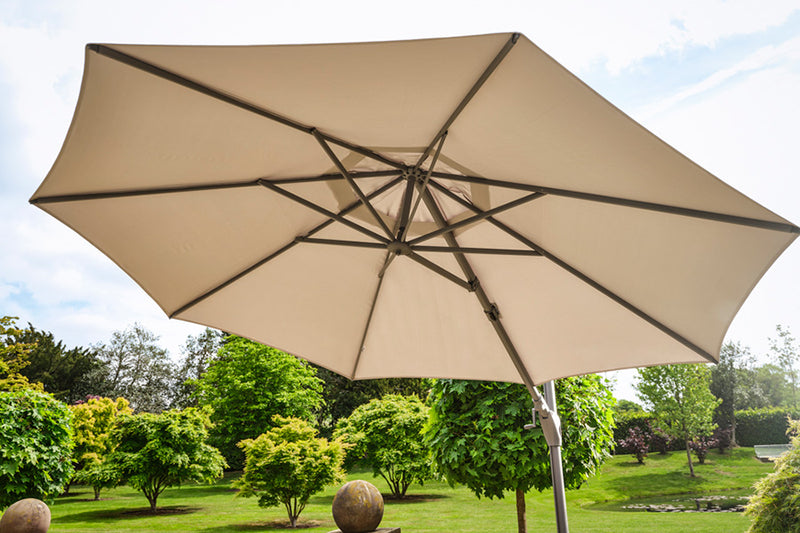 Siesta 3.5m Cantilever Almond Parasol with Almond Wheel Base