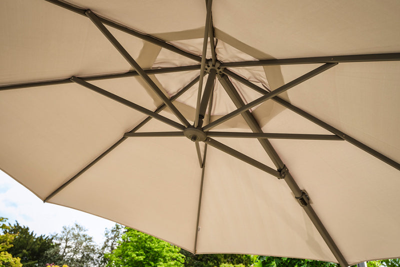 Siesta 3.5m Cantilever Almond Parasol with Almond Wheel Base