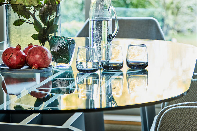 180cm Henley Glass & Aluminium Oval Dining Table