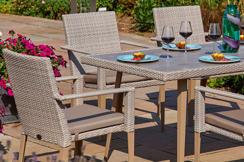 240cm Hampstead Stone Rectangular Dining Table with 10 Stacking Armchairs