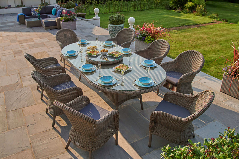 270cm Kensington Oval Dining Table with 8 Dining Armchairs