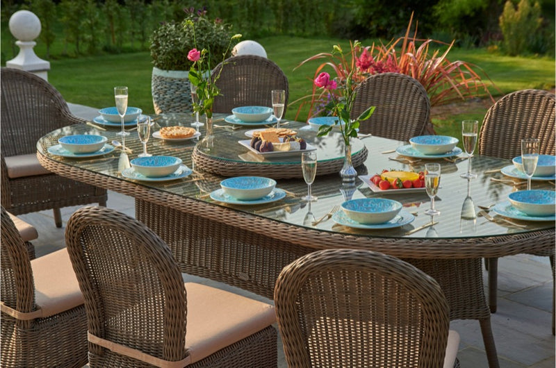 270cm Kensington Oval Dining Table with 2 Dining Armchairs & 8 Dining Chairs