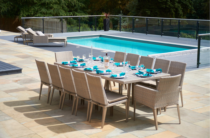 240cm Hampstead Stone Rectangular Dining Table with 2 Dining Armchairs & 10 Dining Chairs