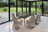 230cm Henley Glass & Aluminium Oval Dining Table