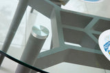 CLEARANCE | 180cm Henley Glass & Aluminium Oval Dining Table