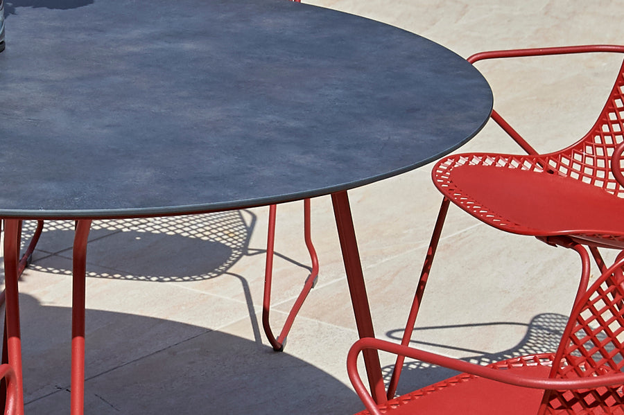 130cm Remy Round Dining Table - Red/Black | Default Title | Bridgman