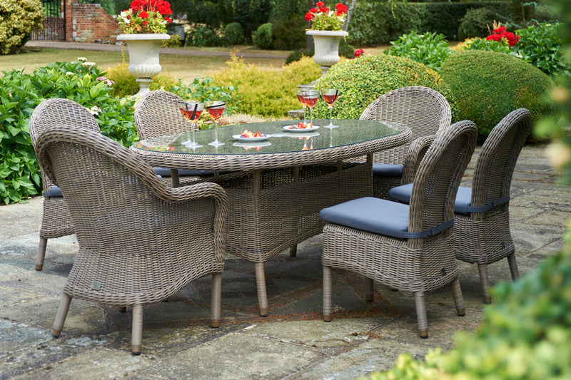 180cm Kensington Oval Dining Table with 2 Dining Armchairs & 4 Dining Chairs