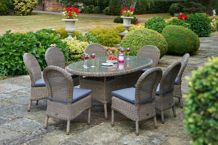 230cm Kensington Oval Dining Table with 8 Dining Chairs