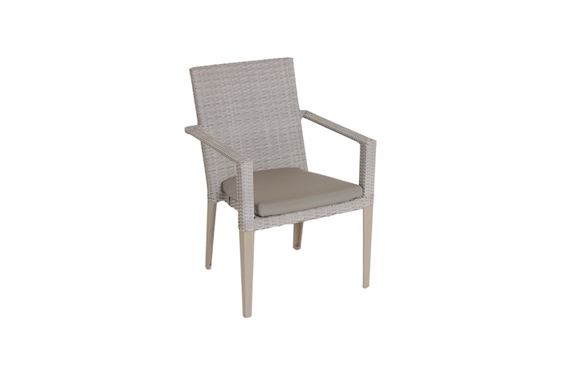 90cm Hampstead Stone Square Dining Table with 4 Stacking Armchairs
