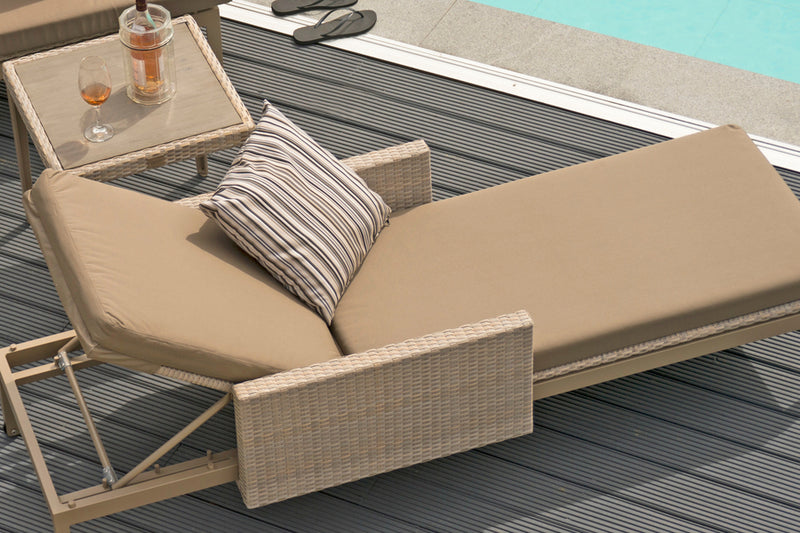 2 Hampstead Stone Sun Loungers with Side Table