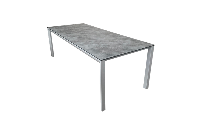 160cm Paris Volcano/Grey Rectangular Dining Table with 6 Volcano/Black Stacking Armchairs
