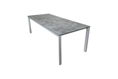 160cm Paris Volcano/Grey Rectangular Dining Table with 6 Volcano/Black Stacking Armchairs