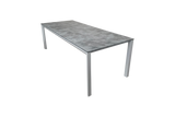 220cm Paris Volcano/Grey Rectangular Dining Table with 8 Volcano/Black Stacking Armchairs