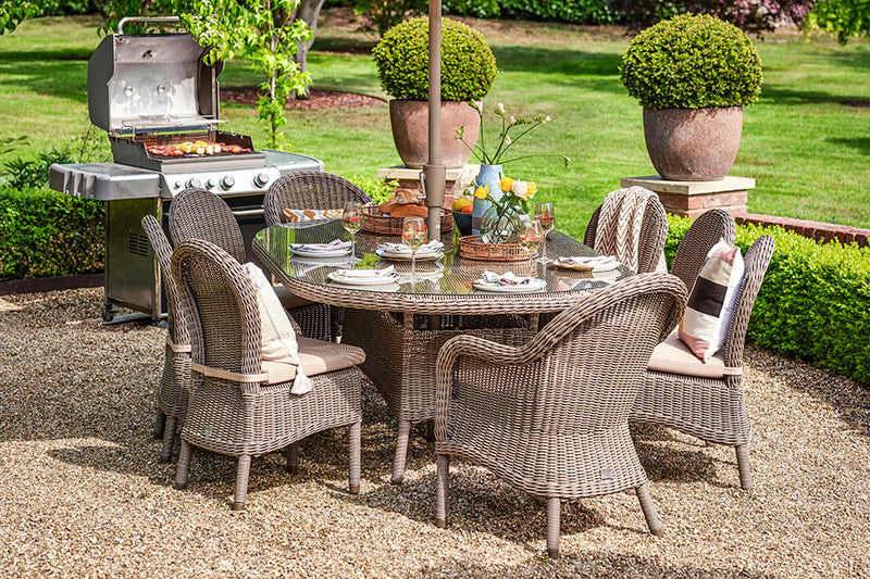 230cm Kensington Oval Table with 2 Dining Armchairs & 6 Dining Chairs