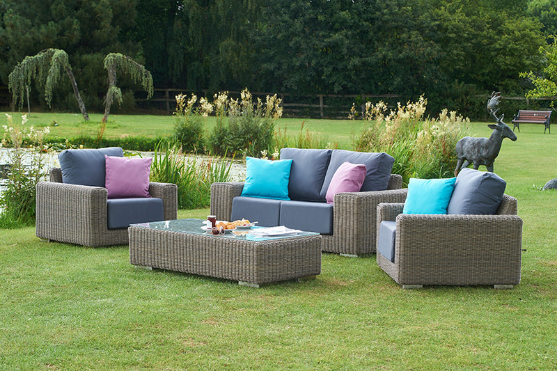 Kensington 2 Seater Sofa with 2 Lounge Armchairs & Rectangular Coffee Table