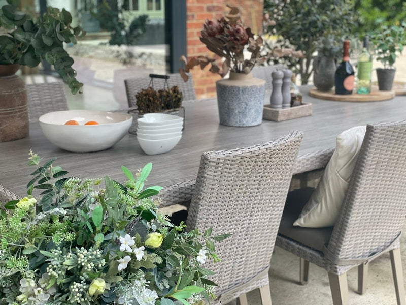 240cm Hampstead Stone Rectangular Dining Table with 2 Dining Armchairs & 10 Dining Chairs