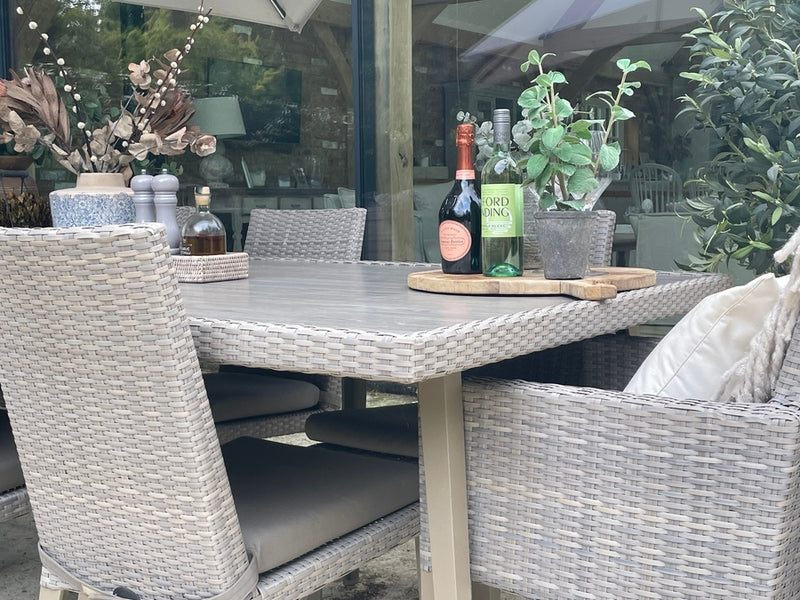 240cm Hampstead Stone Rectangular Dining Table with 2 Dining Armchairs & 10 Dining Chairs