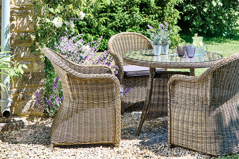 100cm Mayfair Round Dining Table with 4 Dining Armchairs