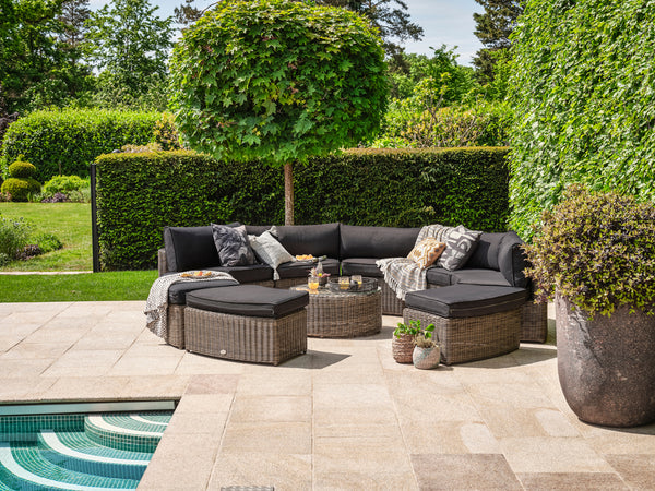 9 Piece Mayfair Curved Rattan Modular Sofa Set