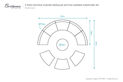 9 Piece Mayfair Curved Rattan Modular Sofa Set