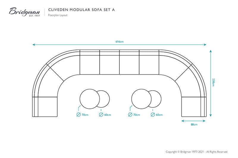 Cliveden Rattan Curved Modular Sofa Set A