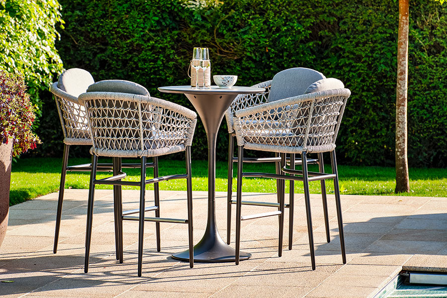 70cm Monaco Round Bar Table with Bar Stools Rope Bridgman