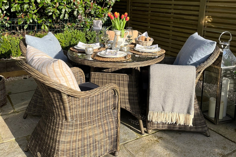 100cm Mayfair Round Dining Table with 4 Dining Armchairs