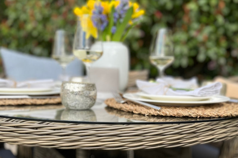 100cm Mayfair Round Dining Table with 4 Dining Armchairs