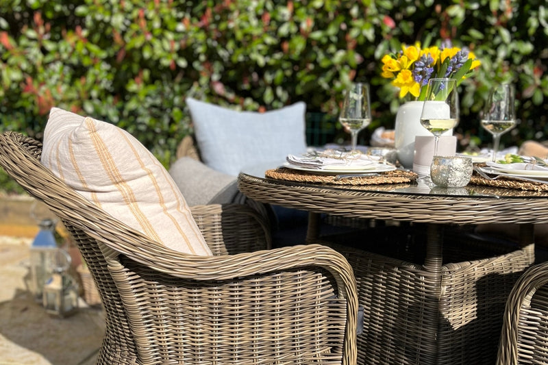 100cm Mayfair Round Dining Table with 4 Dining Armchairs