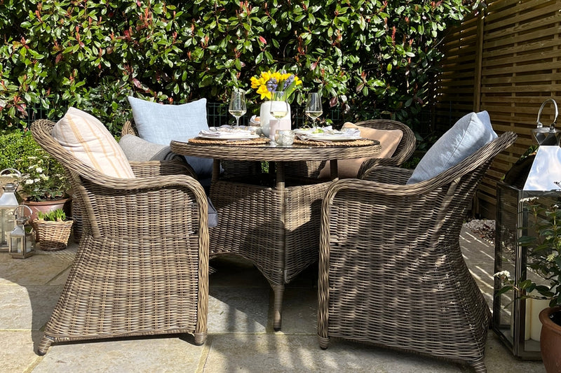 100cm Mayfair Round Dining Table with 4 Dining Armchairs