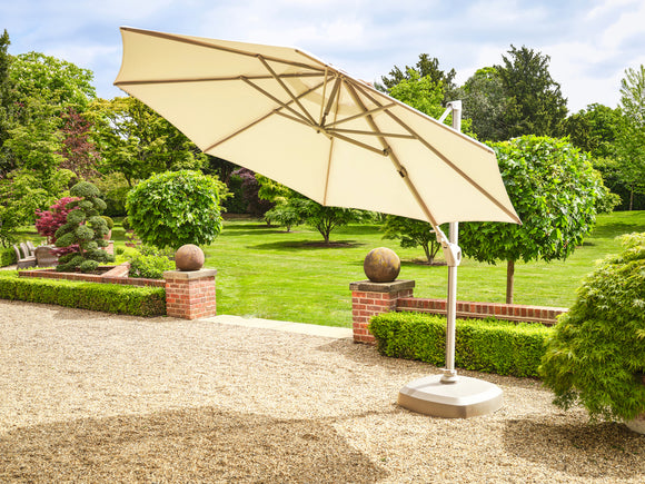 Siesta 3.5m Cantilever Almond Parasol with Almond Wheel Base